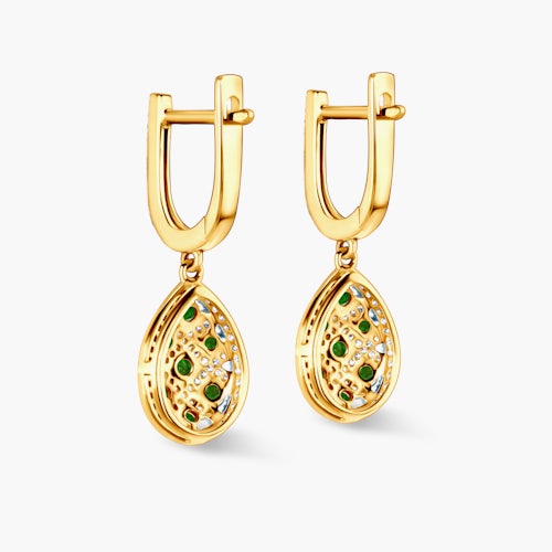 Kolczyki Savicki: dwukolorowe złoto, szmaragdy, diamenty